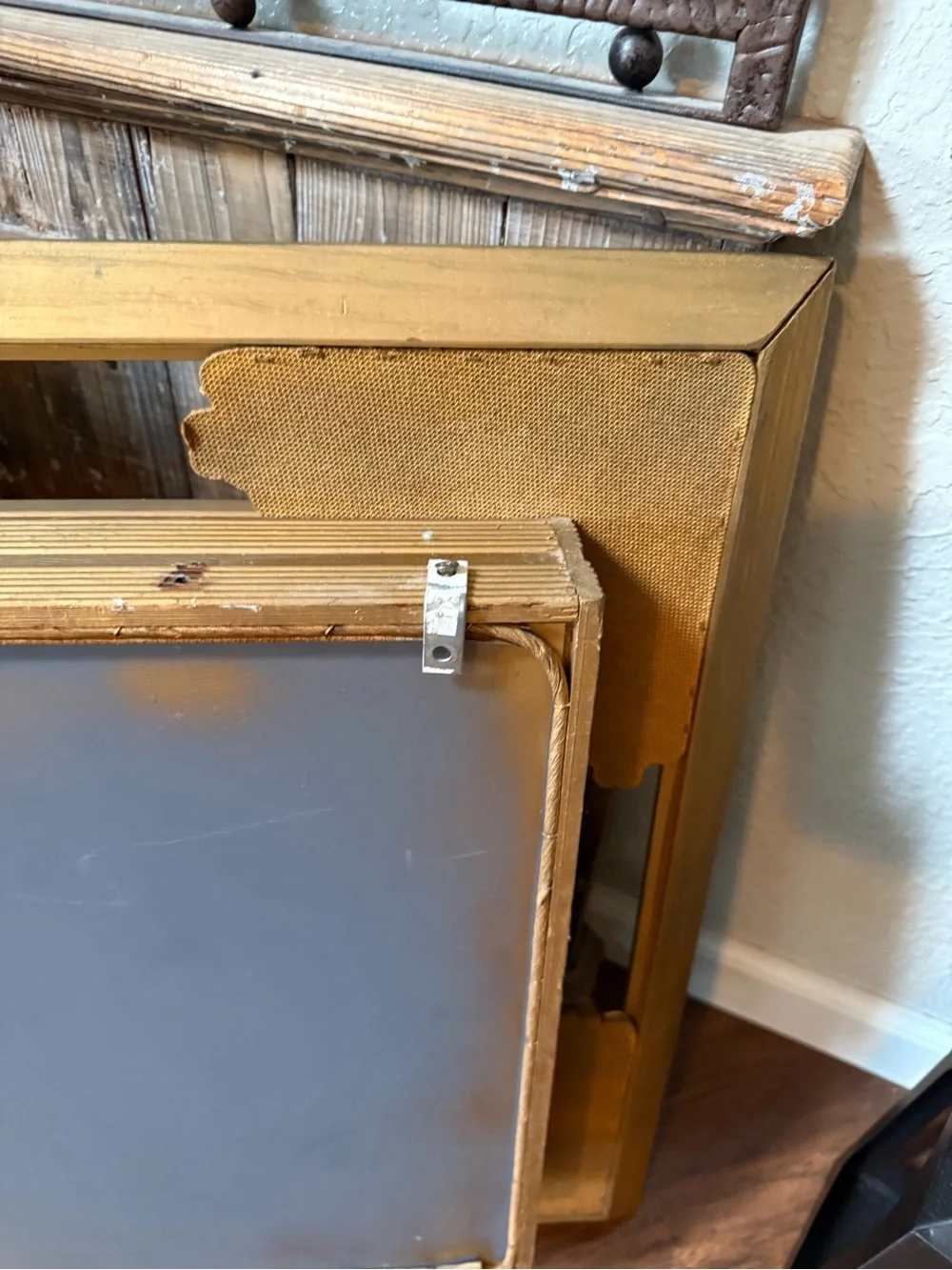 Vtg MCM Illinois Moulding Co Gold Gilt  Mirror Shadow Box Wall Shelf